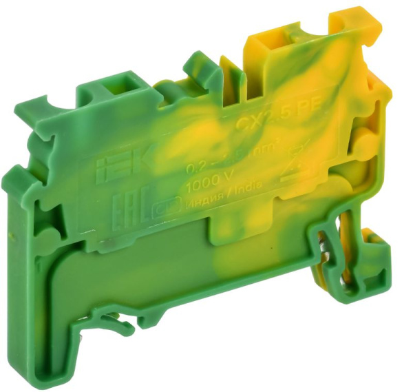 Клемма пружинная проходная заземляющая CX2.5 PE 2.5кв.мм ARMAFIX IEK AF-CT41-00-K52-002