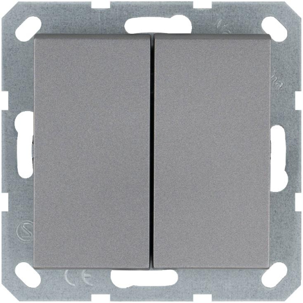 Кнопка 2-кл. 10А IP20 с переключающим контактом механизм алюм. Jasmart G3020S