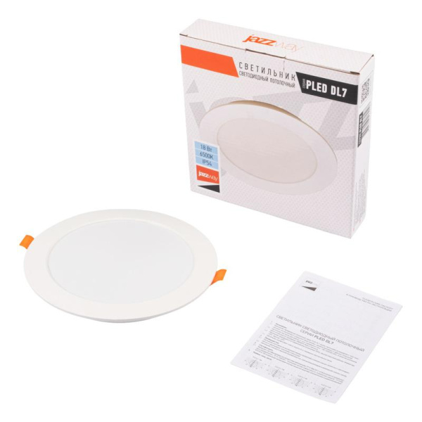 Светильник светодиодный PLED DL7 WH 18Вт 6500К IP54 1530лм встраив. бел. JazzWay 5069107