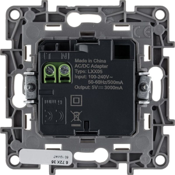 Устройство зарядное Etika с 2-мя USB разъемами A и C 240В/5В 3000мА бел. IEK 672236