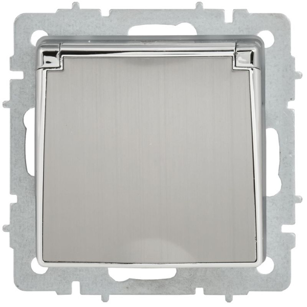 Розетка 1-м СП BRITE РСбш10-3-44-БрГН 16А IP44 с заземл. защ. шторки с крышкой механизм метал. хром/никель IEK BR-R16-16-44-M-K23