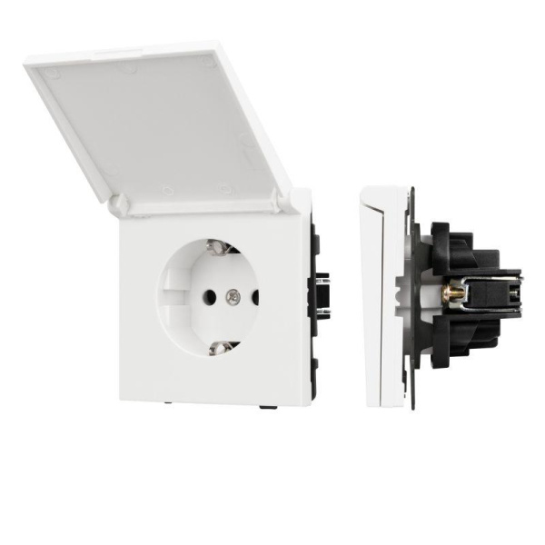 Розетка 1-м СП SCT-TENDO-MCP-SFPL-WH 16А IP44 230В влагозащ. механизм Arlight 054602