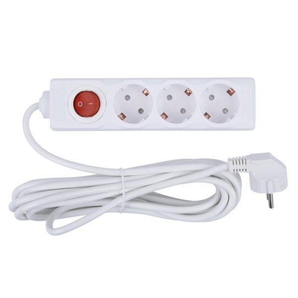 Удлинитель 3х5м с заземл. 16А Ultra S-GCU3-5B WHITE бел. Uniel UL-00010018