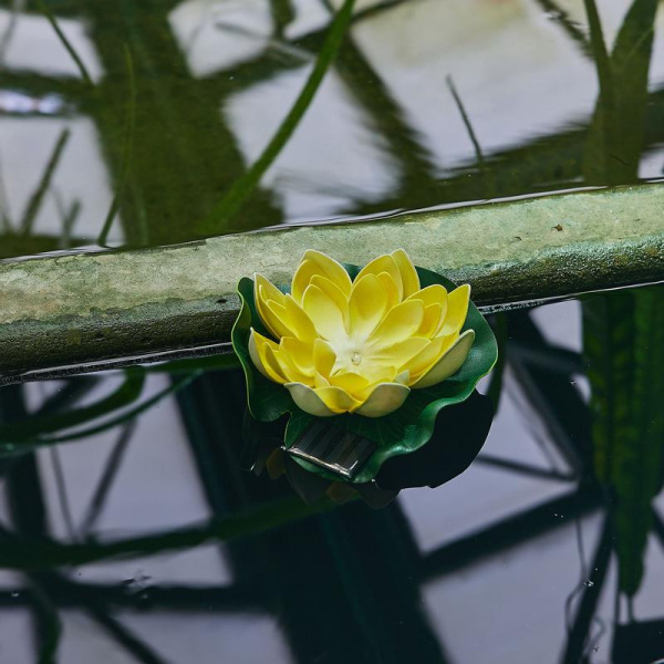 Светильник садовый USL-S-827/PT060 YELLOW WATERLILY IP44 на солнечной батарее "Желтая кувшинка" плавающ. 1 светодиод тепл. бел. свет. Uniel UL-00011600