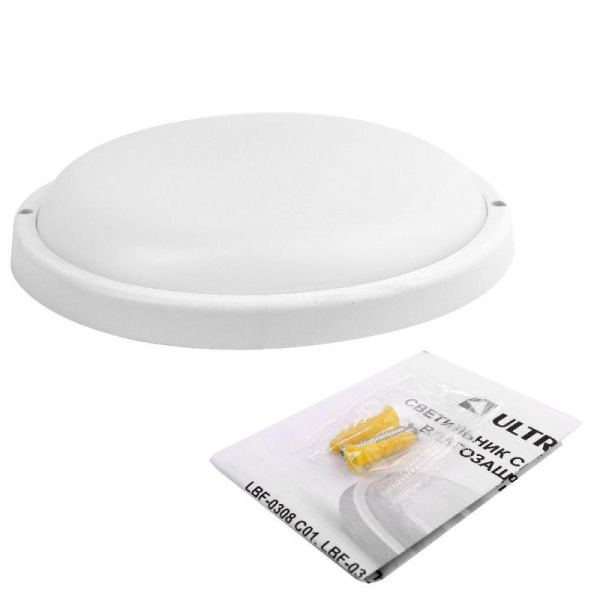 Светильник светодиодный ЖКХ 12Вт 6500К IP65 220В влагозащ. круг LBF-0802 C01 Ultraflash 15342