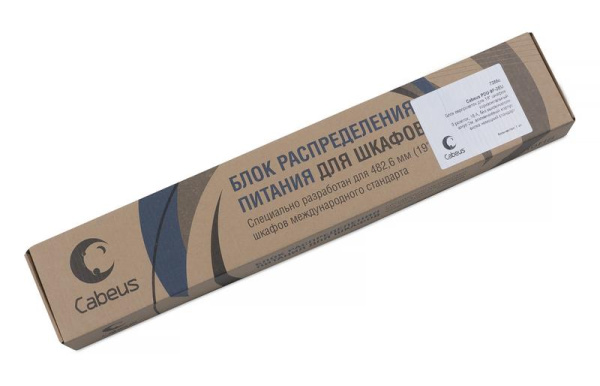 Блок розеток 9-м PDU-9P-2EU 16А горизонт. немецк. стандарт для 19дюйм шкафов без выкл. шнур 2м алюм. Cabeus 7288c