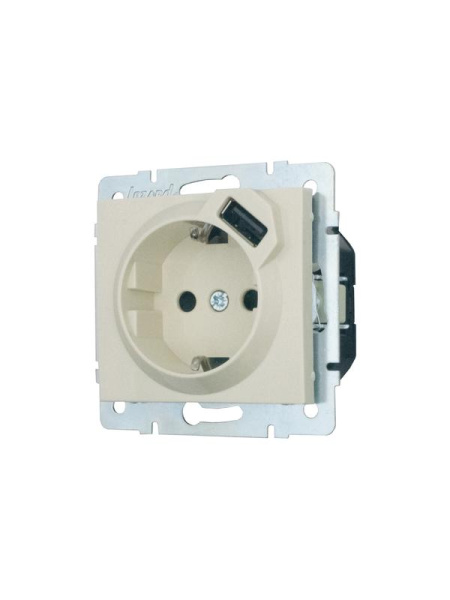 Розетка 1-м СП RAIN 16А IP20 с заземл. + USB механизм крем. LEZARD 703-0388-181