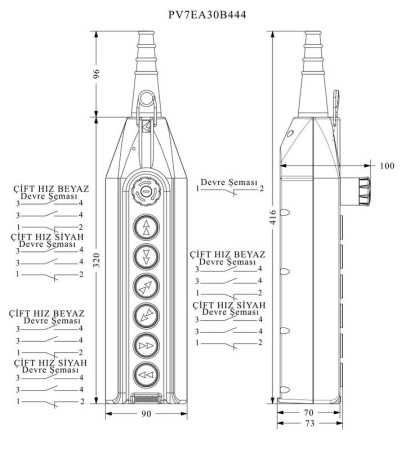 Пульт управления PV7EA30B444 с аварийной кнопкой с ключом CP EMAS PV7EA30B444