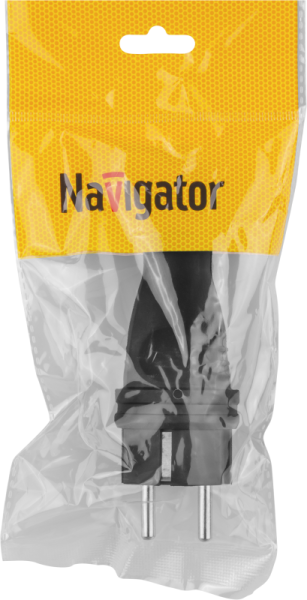 Вилка прямая 61 368 NCA-PLR02-16A-E-IP44-BL с заземл. каучук черн. Navigator 61368