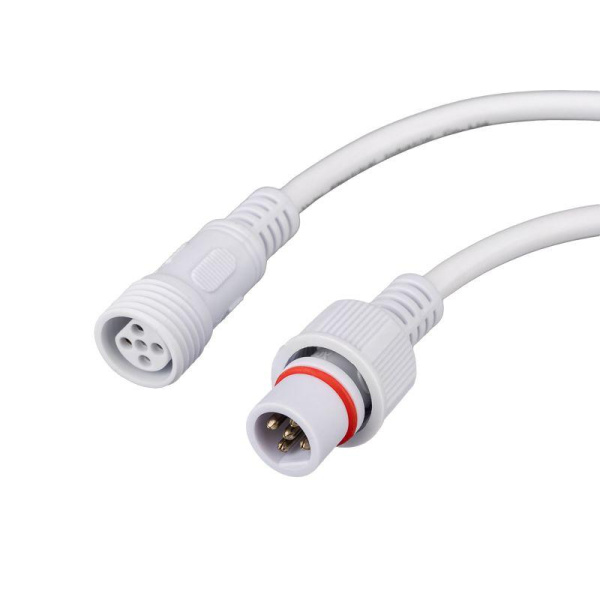 Кабель соединительный (5pin) герметичный (IP67) 5х0.5кв.мм 300В бел. Rexant 11-9450