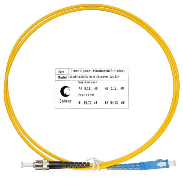 Шнур оптический FOP(s)-9-SC-ST-1m simplex SC-ST 9/125 sm 1м LSZH Cabeus 7547c