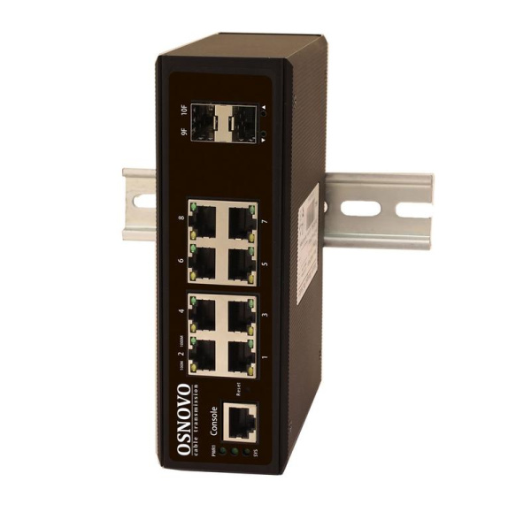 Коммутатор промышленный управляемый (L2+) SW-70802/IL Gigabit Ethernet на 8 GE Rj45 + 2 GE SFP порта OSNOVO 13348