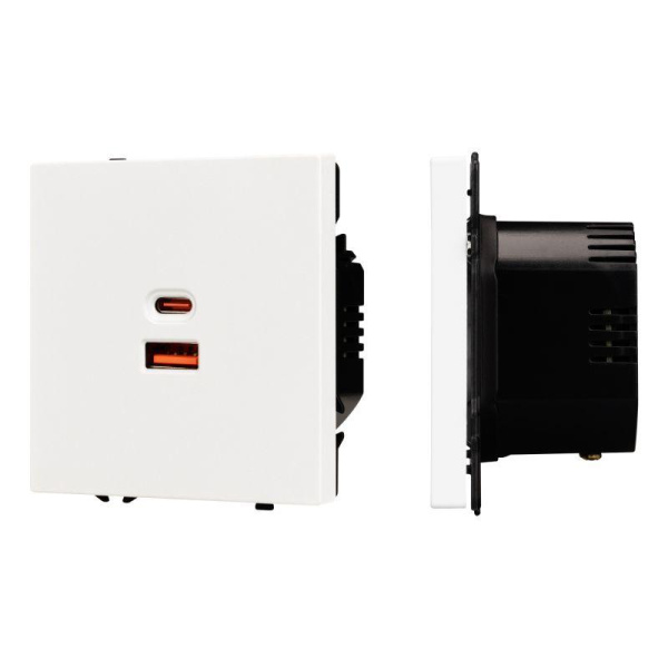 Розетка СП SCT-NOBE-MUAC-SFPL-FC-WH 65Вт QC3 с быстрой USB зарядкой механизм Arlight 054316