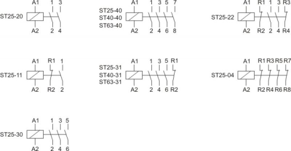 Контактор ST25-40/24 (4NO 4Вт 2модуля монтаж на DIN-рейке 24В AC 25А IP20) F&F EA13.001.018