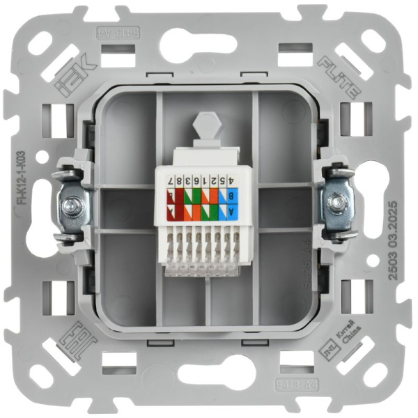 Розетка компьютерная СП FLITE РК5е-1-0-ФлС RJ45 кат.5E UTP механизм сер. IEK FI-K12-1-K03