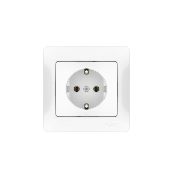 Розетка Glossa 16А с заземл. быстрозажим. клем. в сборе бел. SE GSL000142S