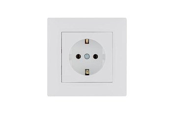 Розетка 1-м керамика Karea RIZZ с заземл. бел. Makel 88001008