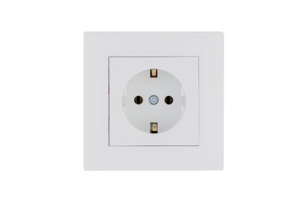 Розетка 1-м керамика Karea RIZZ с заземл. бел. Makel 88001008