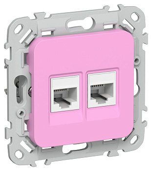 Розетка компьютерная 2-м СП FLITE РК5е-2-0-ФлПр RJ45 кат.5E UTP механизм пурпур. IEK FI-K22-1-K99