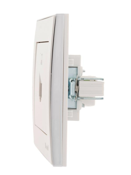 Розетка компьютерная 1-м СП Rain RJ45 с хром. боковой вставкой бел. LEZARD 703-0225-139