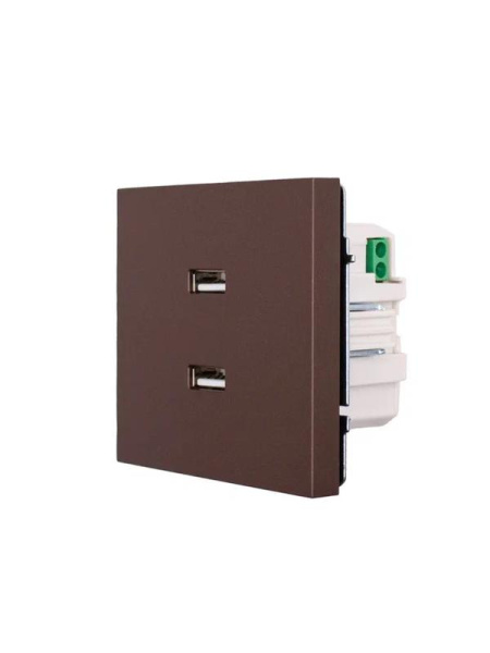 Розетка 2-м СП ZIMA IP20 USB механизм шоколад LEZARD 704-7388-192