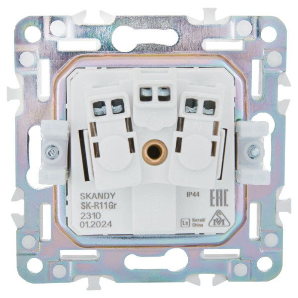 Розетка 1-м SKANDY 16А IP44 с заземл. защ. шторки с крышкой SK-R11Gr сер. IEK SK-R16-16-44-K03