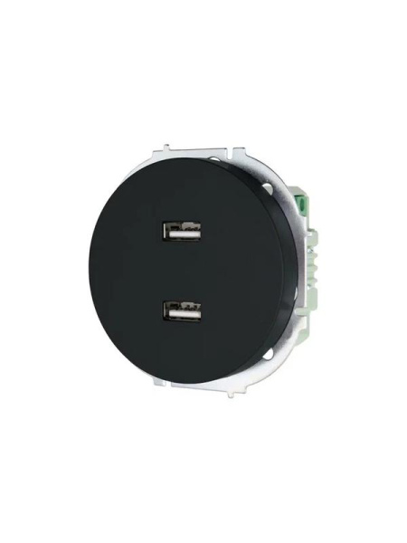 Розетка 2-м СП OSEN USB разъем механизм черн. бархат LEZARD 743-4288-192