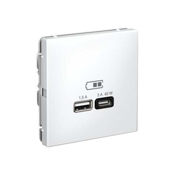Розетка USB ArtGallery тип A+C 45Вт QC PD высокоскор. ЗУ механизм бел. SE GAL000129