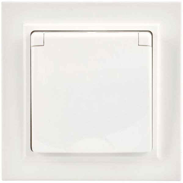 Розетка с крышкой Brite 16А IP44 РСбш10-3-44-БрБ механизм бел. в сб. IEK BR-R16-16-44-K01-F-PRO