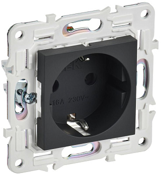 Розетка SKANDY 16А с заземл. защ. шторки SK-R04G графит IEK SK-R14-16-K53