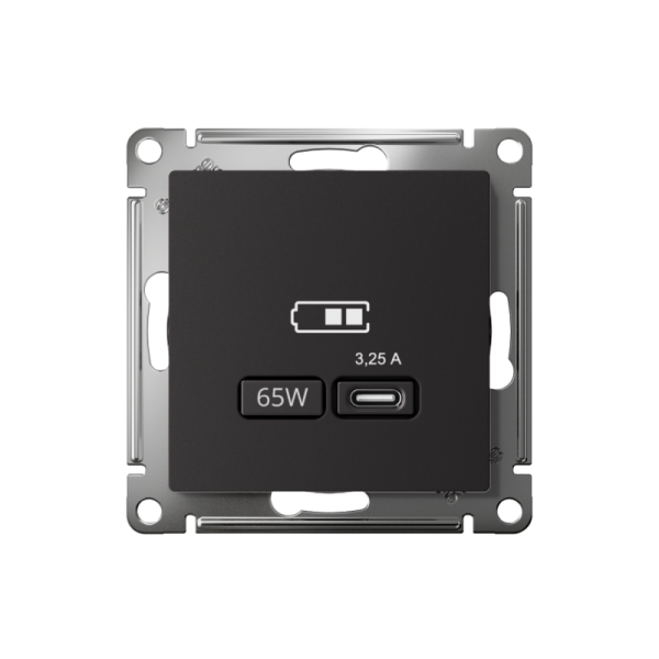 Розетка USB AtlasDesign тип C 65Вт QC PD высокоскор. ЗУ механизм карбон SE ATN001027
