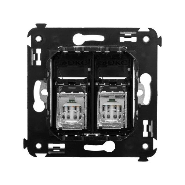Розетка компьютерная 2-м СП Avanti "Черный квадрат" RJ45 кат.6 экранир. DKC 4402394