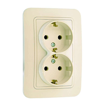 Розетка 2-м СП Lillium 16А IP20 с заземл. крем./крем. Makel 70282