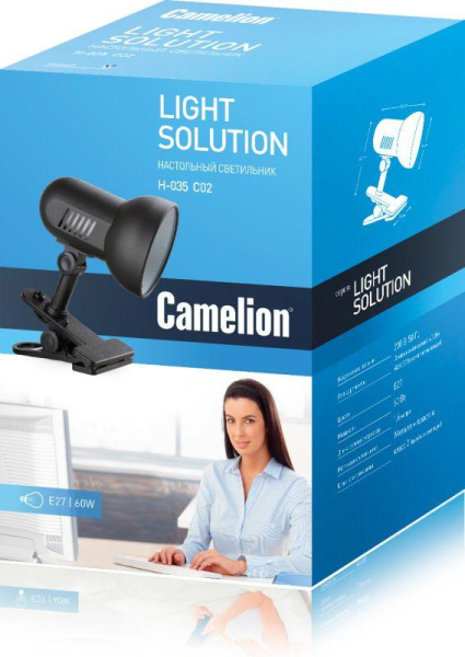 Светильник H-035 40Вт 230В прищепка метал. черн. Camelion 7197