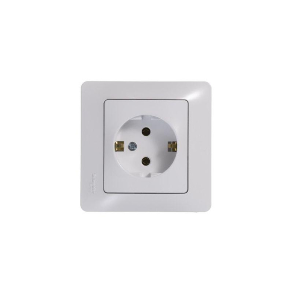 Розетка 1-м СП Glossa 16А IP20 с заземл. в сборе бел. SE GSL000142
