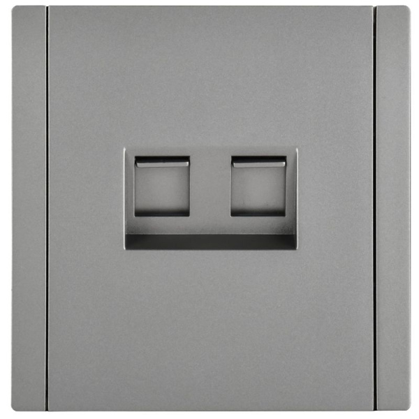 Розетка компьютерная 2-м RJ45 кат.5E FORTE&PIANO FP533 сталь IEK FP-K20-1-K46