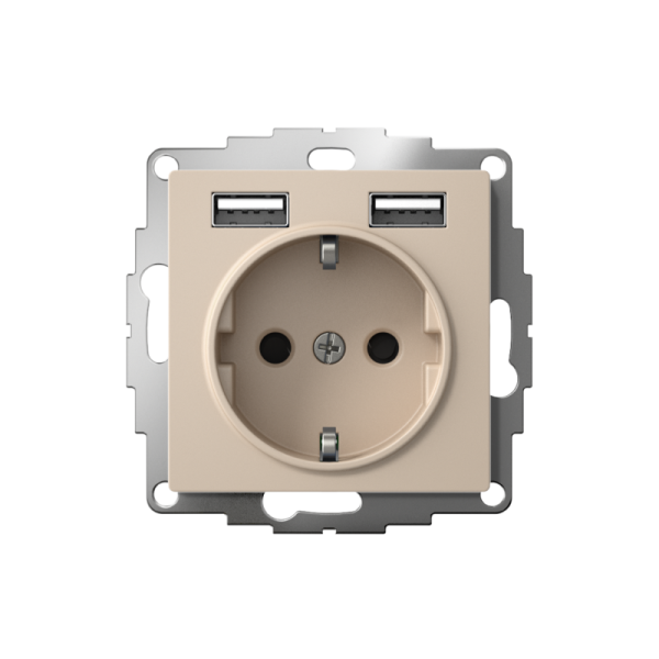 Розетка AtlasDesign 16А с 2-мя заряд. устройствами USB тип A+A 5В/2.4А 2х5В/1.2А механизм песочн. SE ATN001230