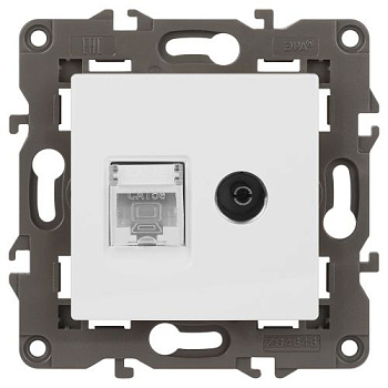 Розетка компьютерная + телевизионная Elegance 14-3110-01М RJ45+TV матов. бел. Эра Б0065767