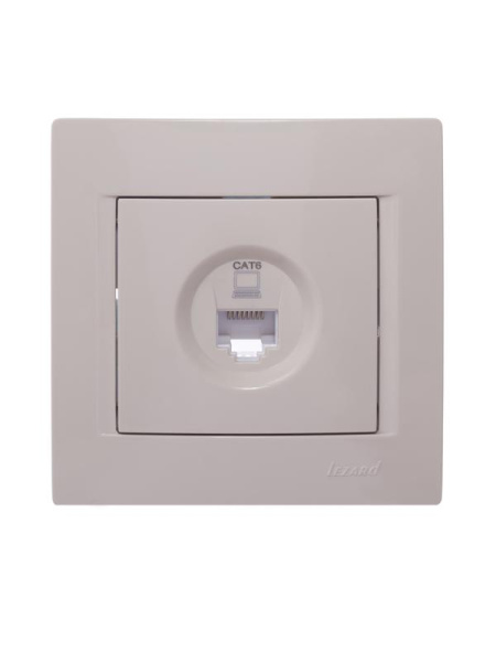 Розетка компьютерная 1-м СП KARINA IP20 RJ45 кат.6 механизм крем. LEZARD 707-0388-140