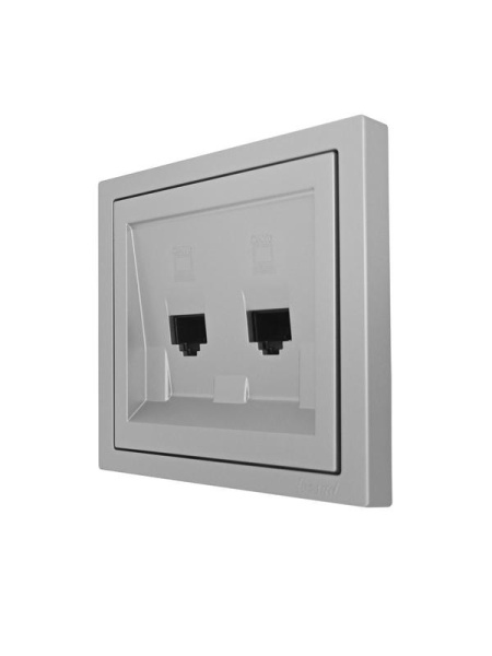Розетка компьютерная 2-м СП ZIMA IP20 RJ45 с модулем кат.6 механизм сер. матов. LEZARD 704-7488-142