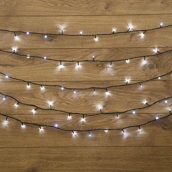 Гирлянда светодиодная "Твинкл Лайт" 20м 160LED бел. 10Вт 220-240В IP20 с контроллером 8 режимов провод ПВХ темн. зел. Neon-Night 303-115