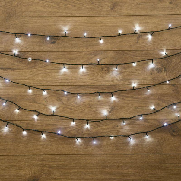 Гирлянда светодиодная "Твинкл Лайт" 20м 160LED бел. 10Вт 220-240В IP20 с контроллером 8 режимов провод ПВХ темн. зел. Neon-Night 303-115