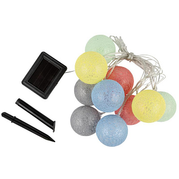 Гирлянда садовая "Клубки" USL-S-139/PM2000 COTTON BALLS IP44 10 светодиодов тепл. бел. свет на солнечн. батарее 1хАА Ni-Mh аккумулятор в комплекте TM Uniel UL-00010436
