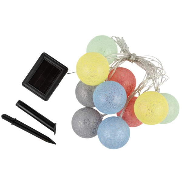 Гирлянда садовая "Клубки" USL-S-139/PM2000 COTTON BALLS IP44 10 светодиодов тепл. бел. свет на солнечн. батарее 1хАА Ni-Mh аккумулятор в комплекте TM Uniel UL-00010436