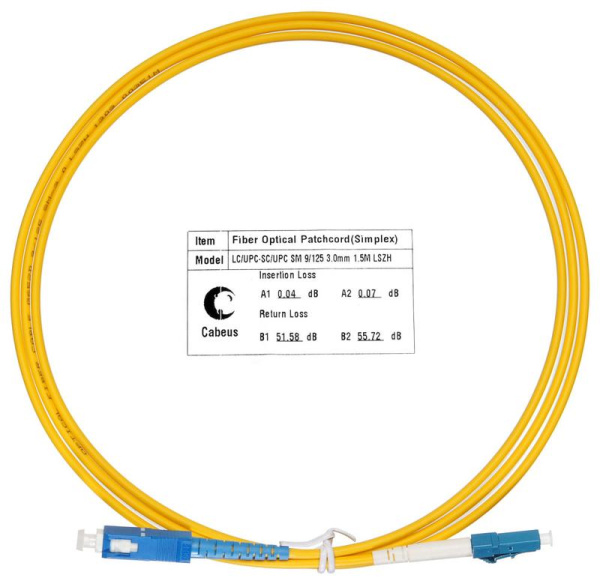 Шнур оптический FOP(s)-9-LC-SC-1.5m simplex LC-SC 9/125 sm 1.5м LSZH Cabeus 7520c