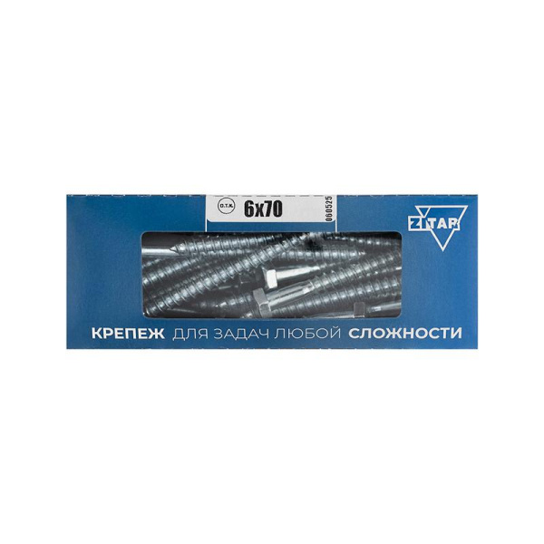 Болт сантехнический 6х70 DIN 571 оцинк. (уп.40шт) Tech-Krep/Zitar 126549