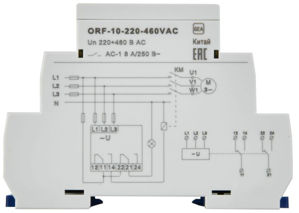 Реле фаз ORF-10 3ф 2 конт. 220-460В AC ONI ORF-10-220-460VAC
