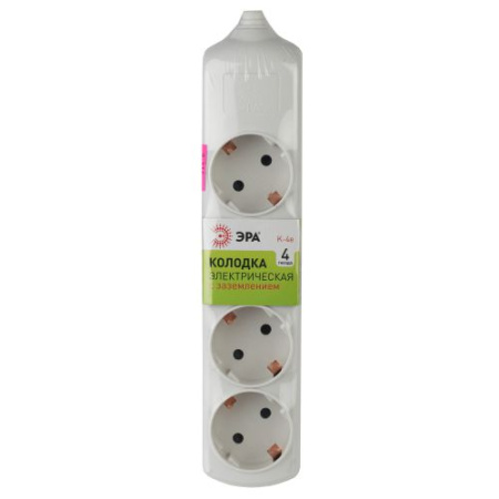Колодка удлинителя 4-м с заземл. Эра C0045323