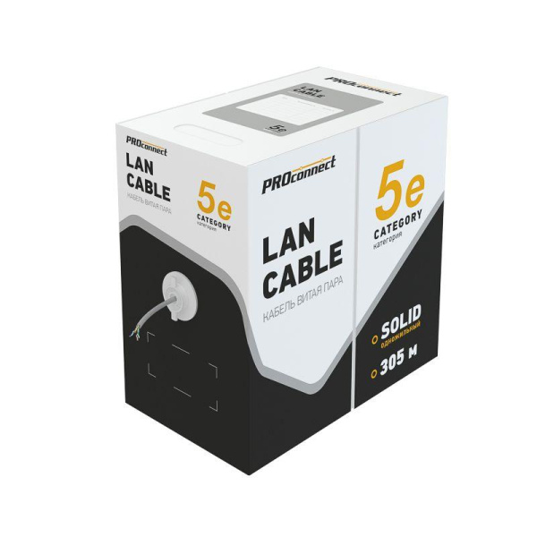 Кабель витая пара F/UTP кат.5 4х2х26AWG solid PVC INDOOR сер. (305м) (м) LIGHT PROCONNECT 01-0148