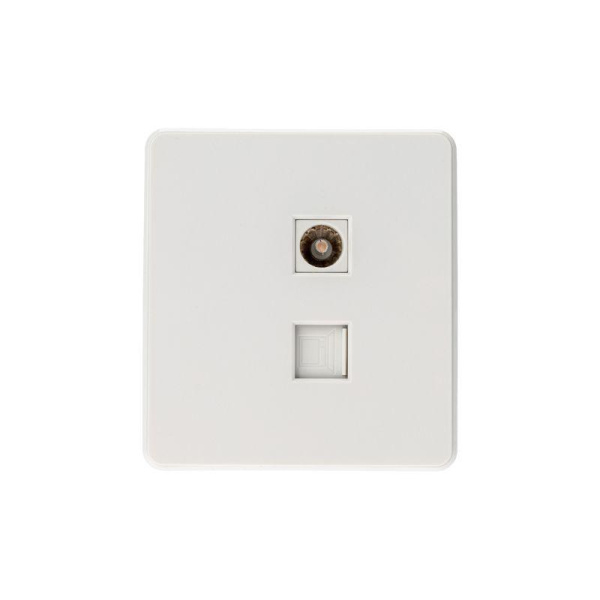 Розетка компьютерная + телевизионная СП ROUND MIELE RJ45 кат.6 + TV перламутр Kranz KR-78-0722-1